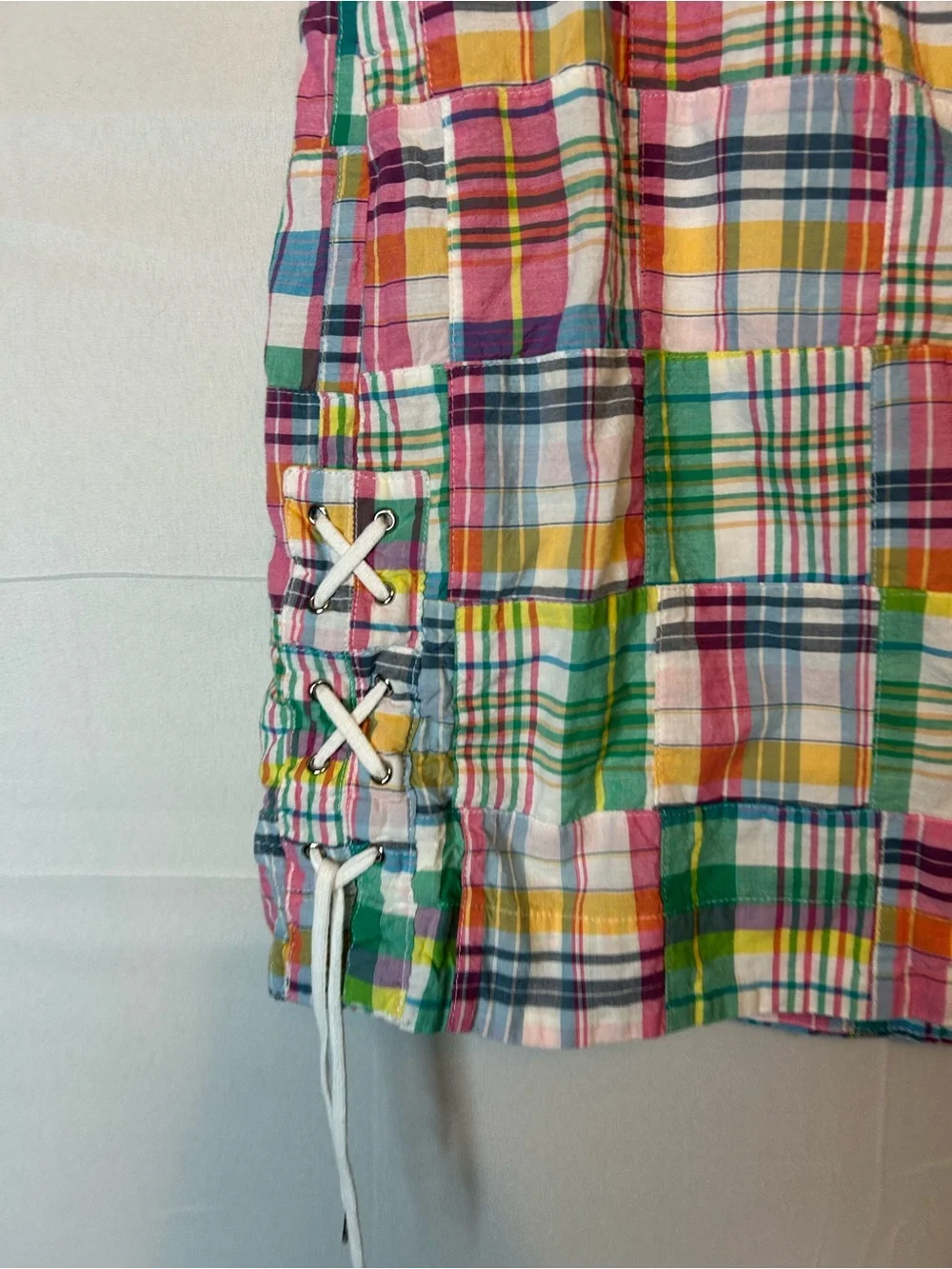 Talbots Colorful Madras Patchwork Plaid Skirt Lined Size 16 Coastal Preppy 73